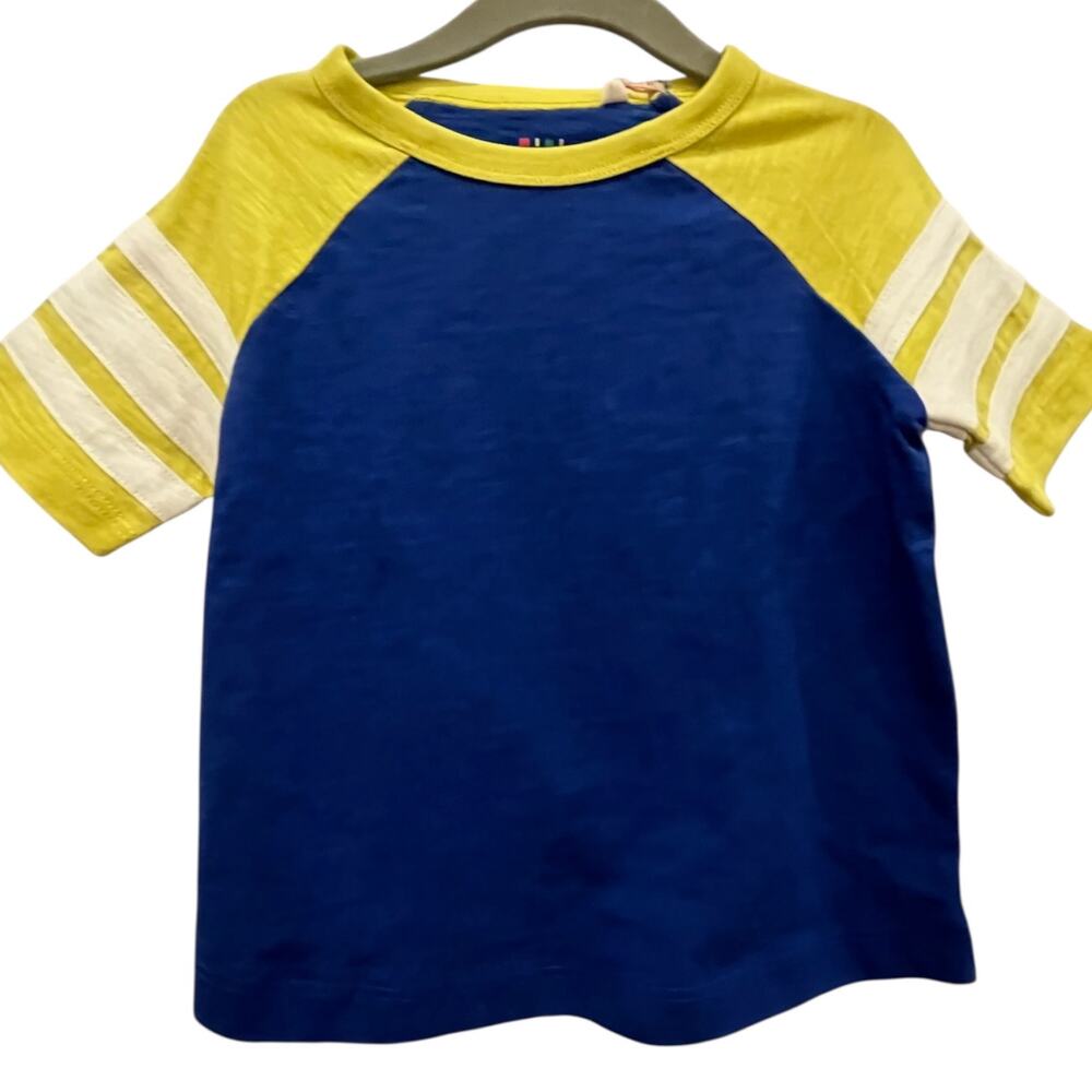 Mini Boden Blue and Yellow Striped Raglan T-Shirt Size 2-3y NWT